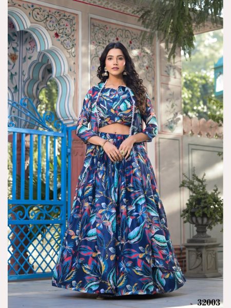 New Arrivals Multicolor Slim Georgette Silk Ready Made Jacket Style Lehenga Choli   Designer Lehenga Choli