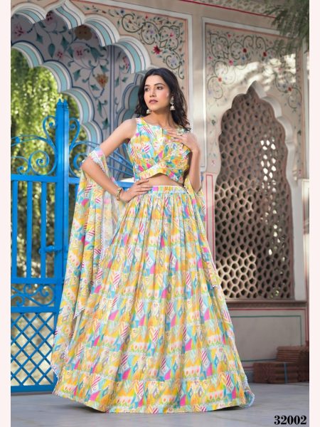 New Arrivals Multicolor Slim Georgette Silk Ready Made Jacket Style Lehenga Choli   Designer Lehenga Choli