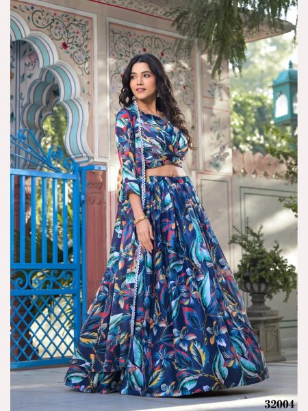 New Arrivals Multicolor Slim Georgette Silk Ready Made Jacket Style Lehenga Choli   Designer Lehenga Choli