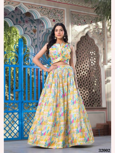 New Arrivals Multicolor Slim Georgette Silk Ready Made Jacket Style Lehenga Choli   Designer Lehenga Choli