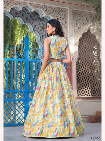 New Arrivals Multicolor Slim Georgette Silk Ready Made Jacket Style Lehenga Choli   Designer Lehenga Choli