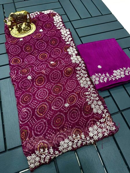 New Bandhani Print Chiffon Saree For Women Sarees 