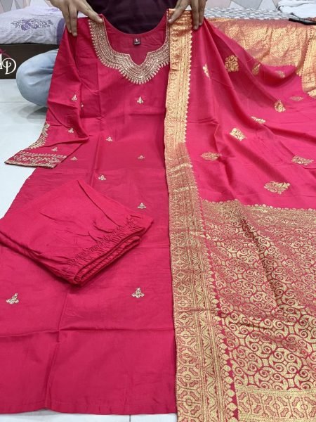 New Beautiful Heavy Fully Stitched 3PC Set  3 Piece Kurti Set