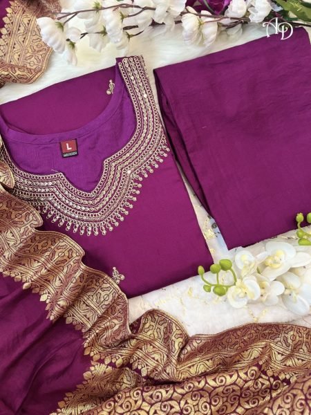 New Beautiful Heavy Fully Stitched 3PC Set  3 Piece Kurti Set
