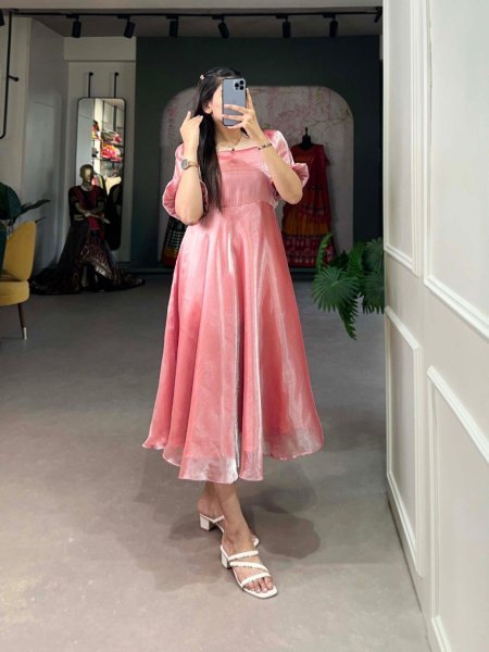  New Burberry Silk Western Frock Dress (free size)