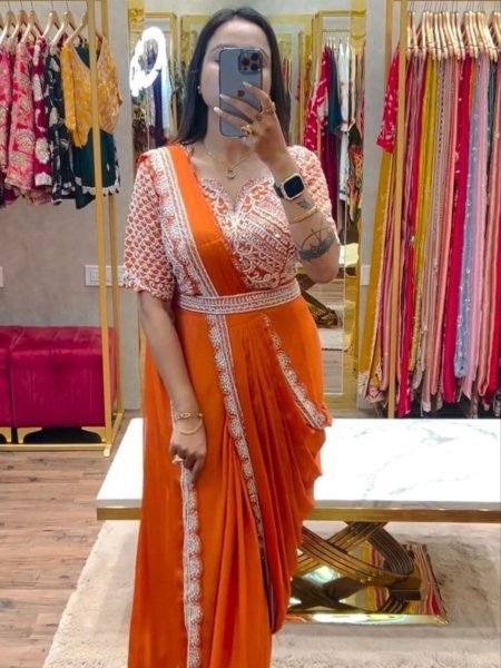 New Collection Alert Super Trendy Ready-to-Wear Ruffle Sarees with Embroidery Blouses 