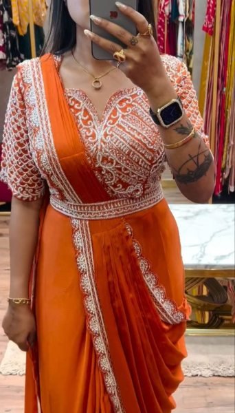 New Collection Alert Super Trendy Ready-to-Wear Ruffle Sarees with Embroidery Blouses Ready To Wear Saree 