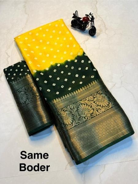 New Collection Bandhej Saree – Pure Dola Silk with Original Jacquard Pattu Borders Bandhej Sarees Wholesale