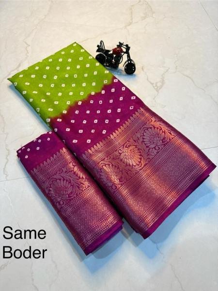 New Collection Bandhej Saree – Pure Dola Silk with Original Jacquard Pattu Borders Bandhej Sarees Wholesale