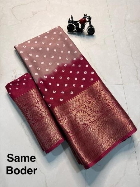 New Collection Bandhej Saree – Pure Dola Silk with Original Jacquard Pattu Borders Bandhej Sarees Wholesale