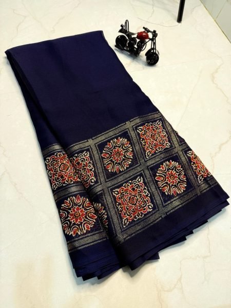  New Collection Chiffon Saree With Seprate Printed zari weaving work Blouce  Pure Chiffon Sarees Wholesale