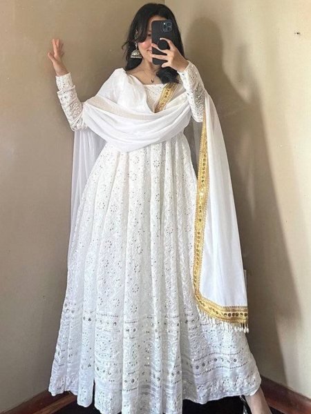 New Collection Designer Embroidered Gown with Dupatta Premium Fox Georgette Latest Design at Best Offer 