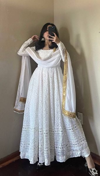 New Collection Designer Embroidered Gown with Dupatta Premium Fox Georgette Latest Design at Best Offer Anarkali Kurtis 