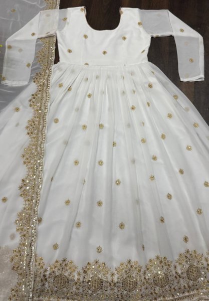 New Collection Heavy Chinon Silk Gown Pent Dupatta Set Fully Stitched Ready To Wear Ready To Wear Collection
