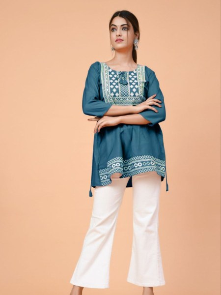 New Collection of Embroidered Rayon Ethnic Tops Kurtis