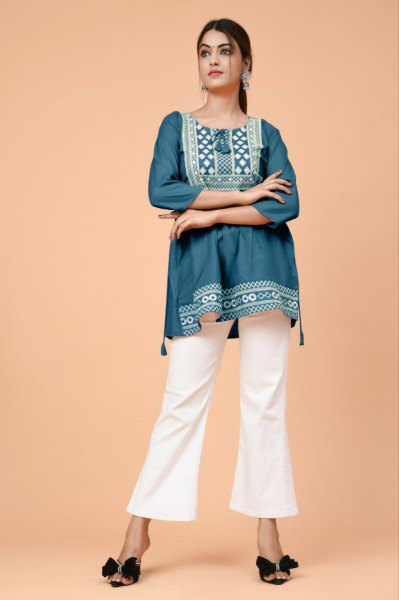 New Collection of Embroidered Rayon Ethnic Tops Embroidery Kurtis 