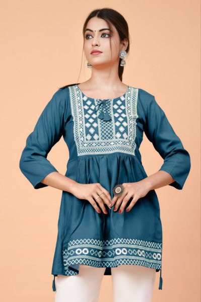 New Collection of Embroidered Rayon Ethnic Tops Embroidery Kurtis 