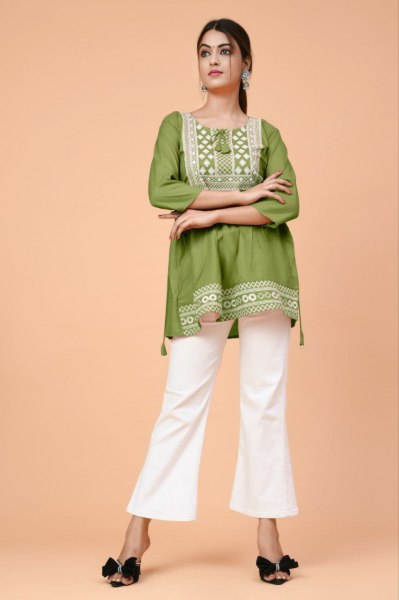 New Collection of Embroidered Rayon Ethnic Tops     6 Colors Available Embroidery Kurtis 