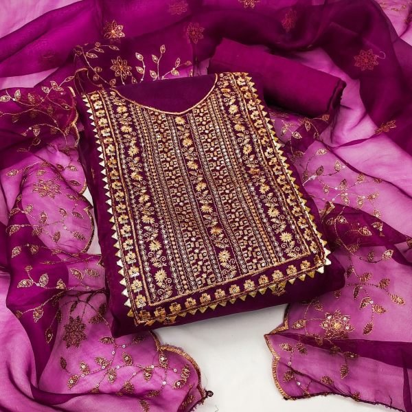 New Collection Organza Silk With Multi Work Dress Material Punjabi Dress Materials Wholesale
