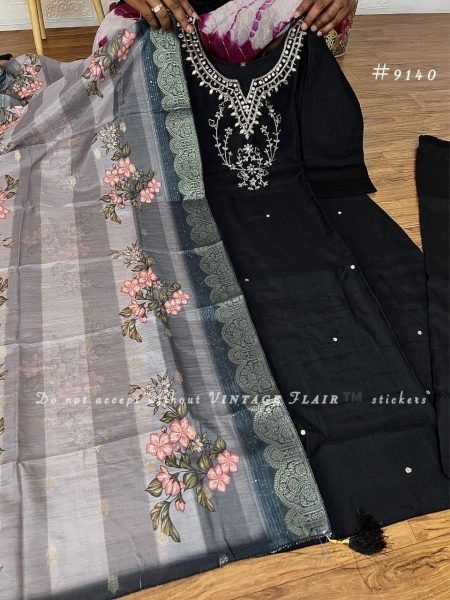 New Collection Plus Size Designer Roman Silk Kurti Set with Handcrafted Appliqu     Digital Banarsi Dupatta Plus Size Kurti / Gown