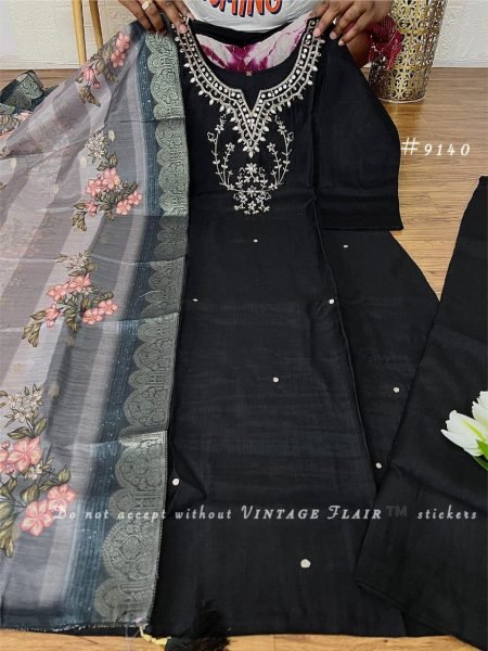 New Collection Plus Size Designer Roman Silk Kurti Set with Handcrafted Appliqu     Digital Banarsi Dupatta Plus Size Kurti / Gown
