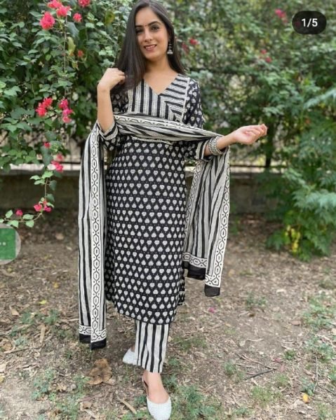 New Collection Pure Cotton Kurti Pant Set 3 Piece Kurti Set