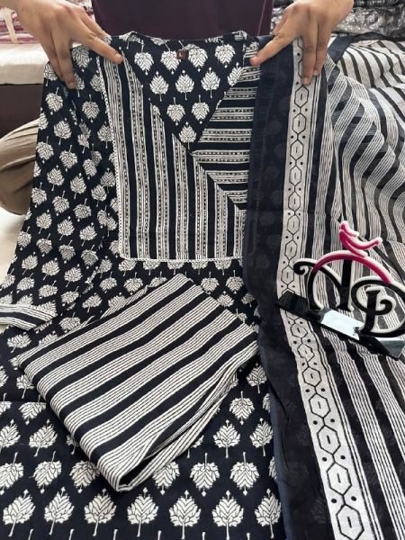 New Collection Pure Cotton Kurti Pant Set 3 Piece Kurti Set