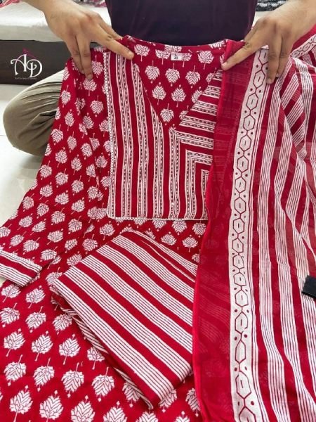 New Collection Pure Cotton Kurti Pant Set 3 Piece Kurti Set