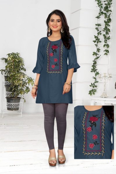 New Collection Rayon Embroidery Top Printed Kurtis