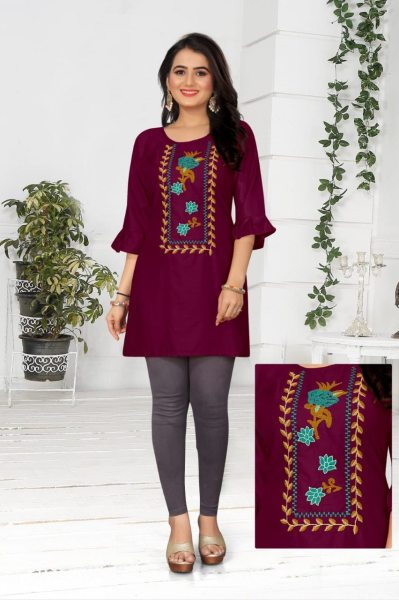 New Collection Rayon Embroidery Top Printed Kurtis