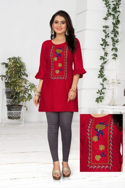 New Collection Rayon Embroidery Top Printed Kurtis