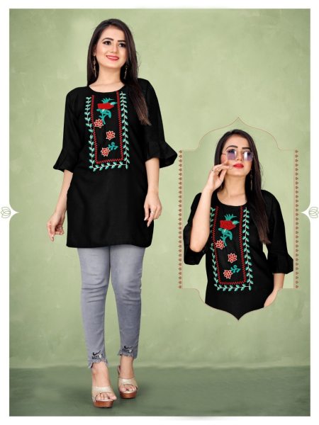 New Collection Rayon Embroidery Top Printed Kurtis