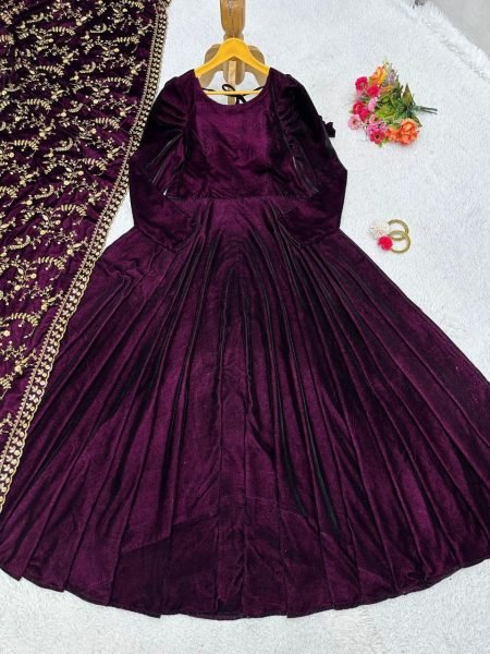 New Collection Velvet Gown With Dupatta  Ready To Wear Collection