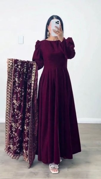 New Collection Velvet Gown With Dupatta  Ready To Wear Collection