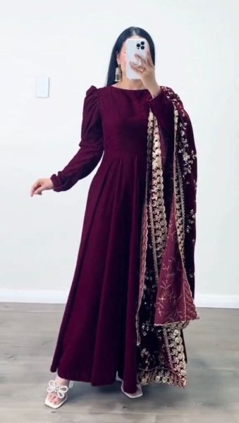 New Collection Velvet Gown With Dupatta  Ready To Wear Collection