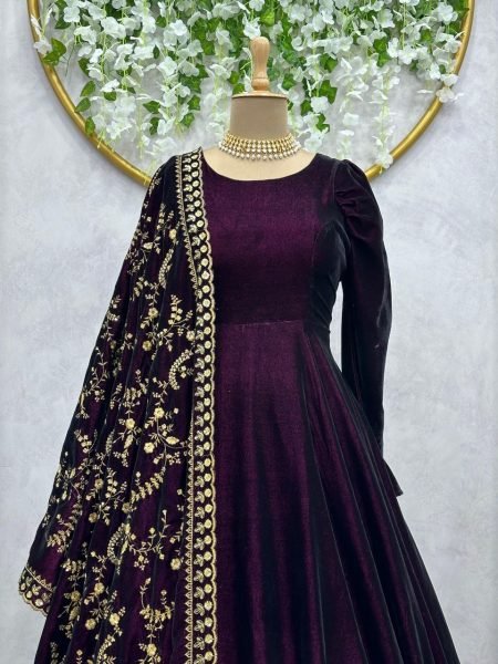 New Collection Velvet Gown With Dupatta  Ready To Wear Collection