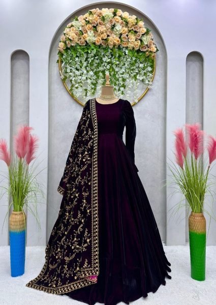 New Collection Velvet Gown With Dupatta  Ready To Wear Collection