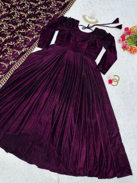 New Collection Velvet Gown With Dupatta  Ready To Wear Collection