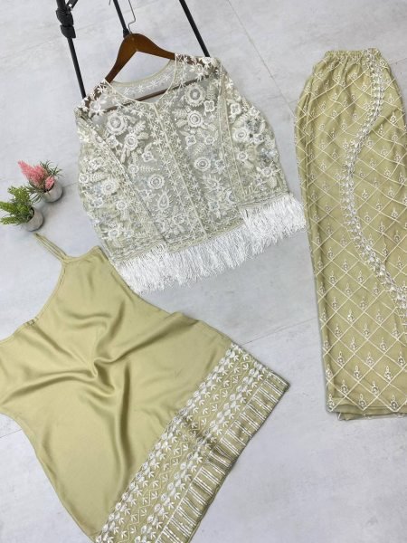 New collection Woman s Suit With Heavy Sequence Work Top  Koti   Plazzo Co ord Set CO ORD Sets