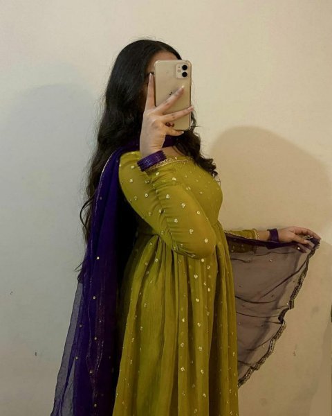 Royal Olive Green Anarkali Gown Set in Georgette Elegantly Embroidered for Timeless Grace Anarkali Kurtis 