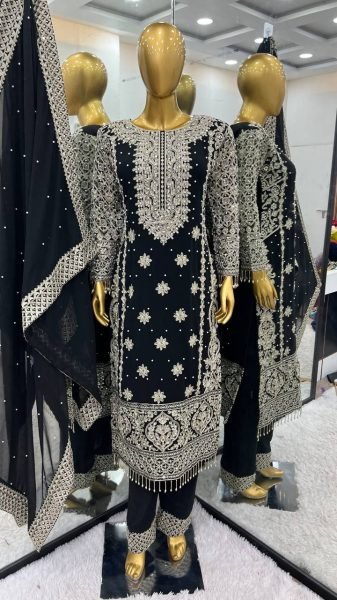 New Color - Black Georgette Readymade Pakistani Suit at Wholesale Rate Ready To Wear Collection