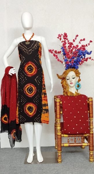 New Cotton Bnadhani Dress Material Bandhani Dress Material