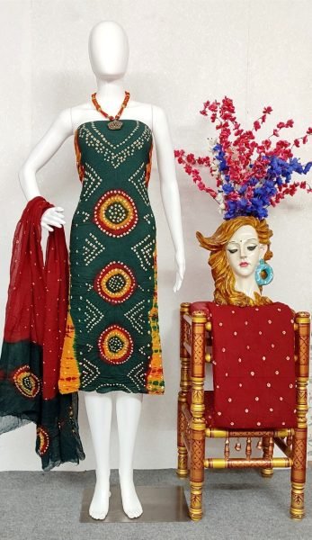 New Cotton Bnadhani Dress Material Bandhani Dress Material