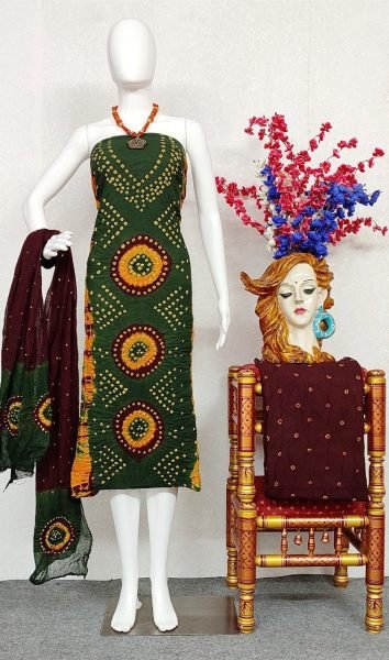 New Cotton Bnadhani Dress Material Bandhani Dress Material