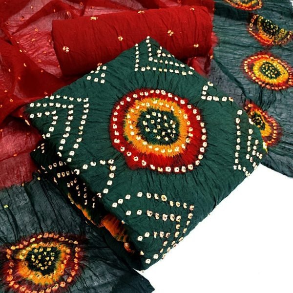 New Cotton Bnadhani Dress Material Bandhani Dress Material
