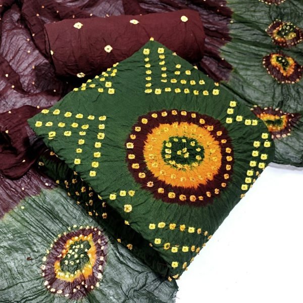 New Cotton Bnadhani Dress Material Bandhani Dress Material