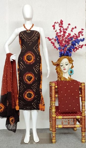 New Cotton Bnadhani Dress Material Bandhani Dress Material
