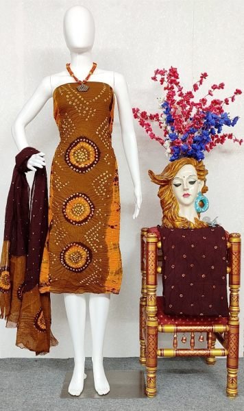 New Cotton Bnadhani Dress Material Bandhani Dress Material