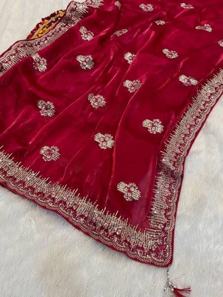 New Crystal Silk Jimmy Choo Saree – Elegant Sequence & Zari Embroidery  Embroidery Sarees Wholesale