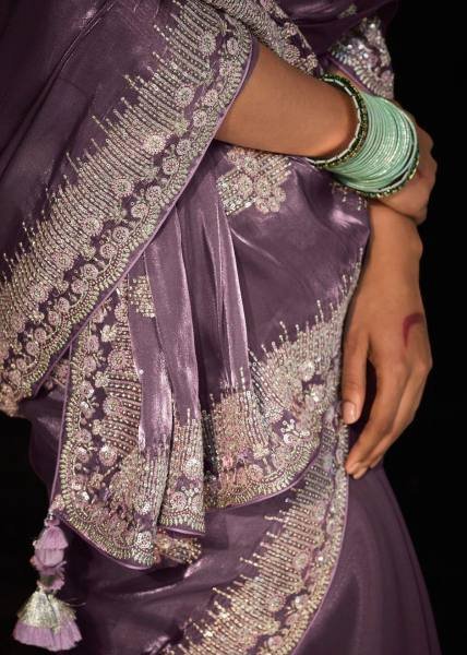 New Crystal Silk Jimmy Choo Saree – Elegant Sequence & Zari Embroidery  Embroidery Sarees Wholesale